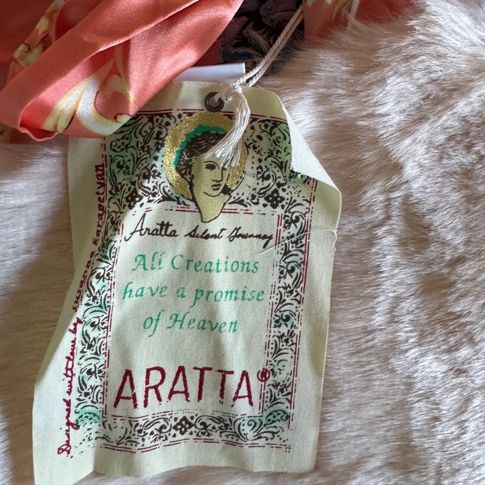 Aratta Floral Faux Fur Capelet with Pink and Cream Accents - Picture 3 of 5